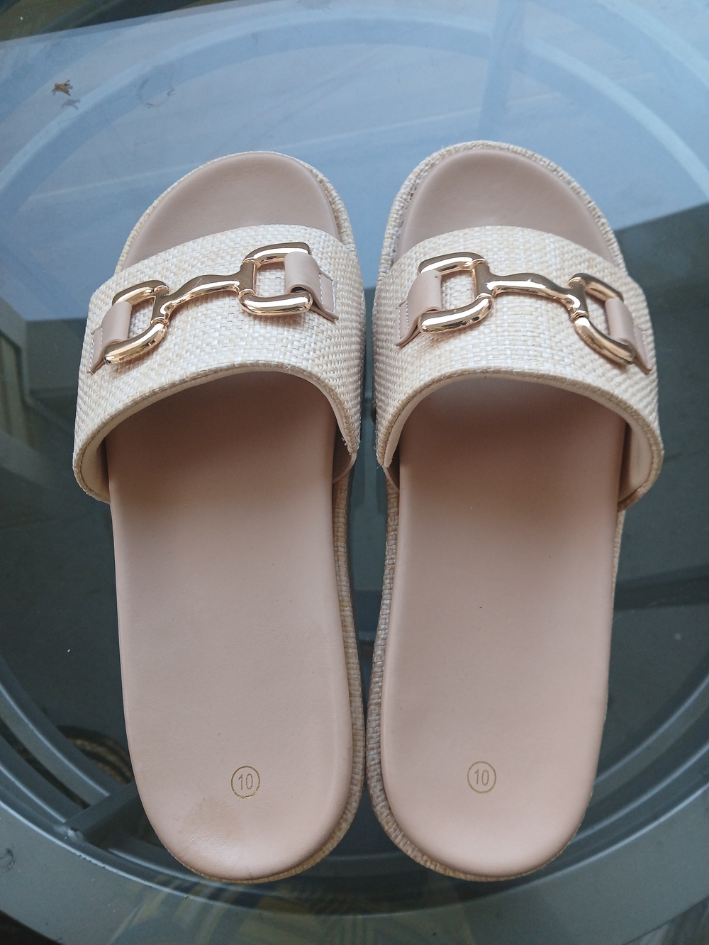 & Other Stories Cream Slide Sandals with Gold Chain Detail